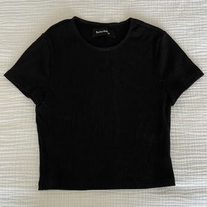 Reformation Ribbed Black Crop Top